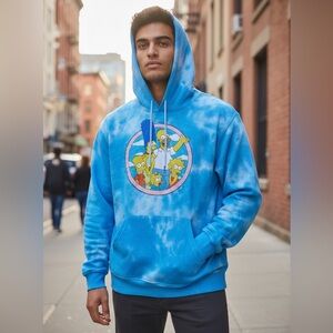 NWOT The Simpsons Brand Hoodie Sweatshirt Blue Tie-Dye Large Great Sweatshirt!